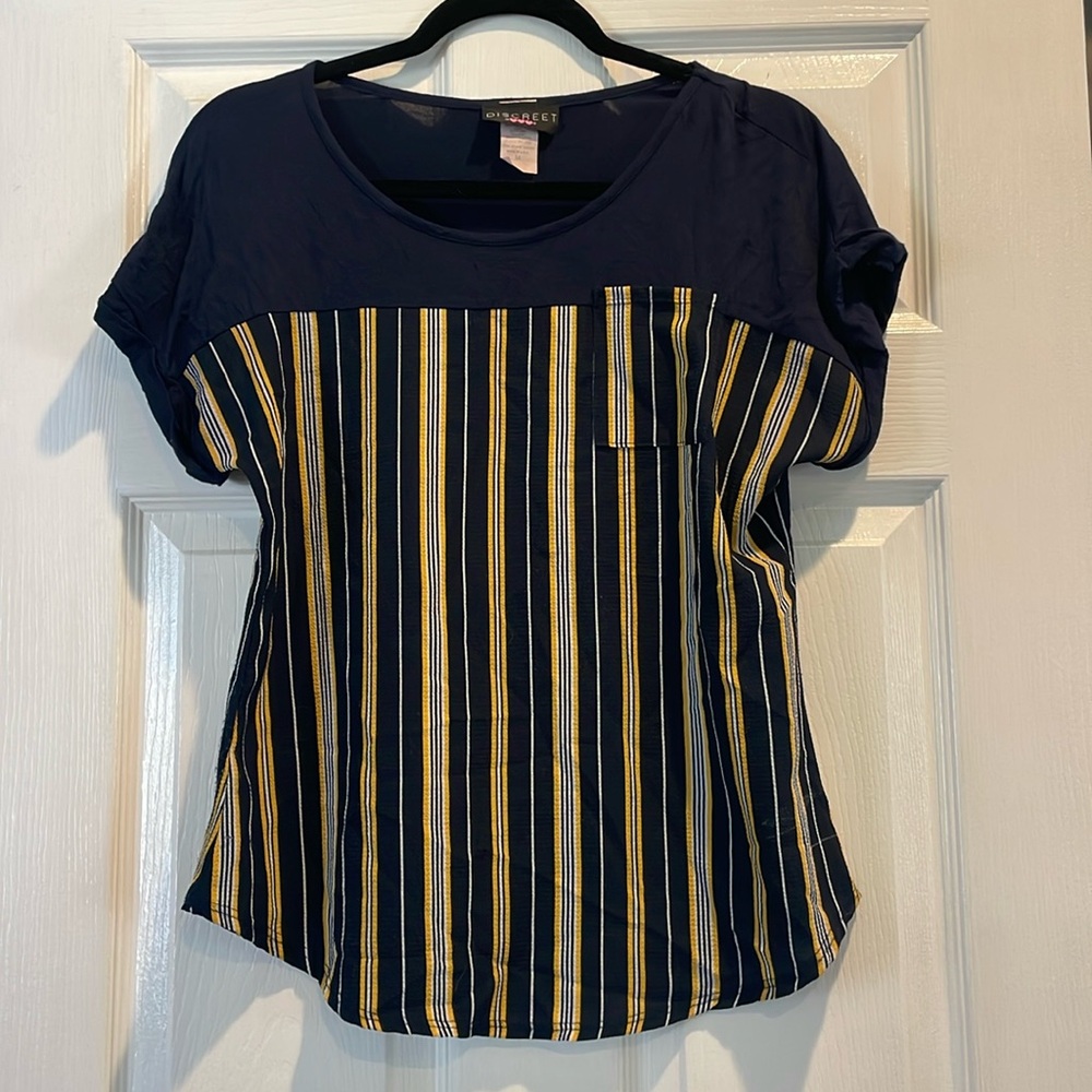 Yellow and blue stripped shirt